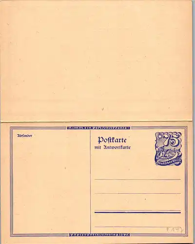 24597 - Deutschland - Ganzsache , Postkarte mit Antwortkarte - nicht gelaufen