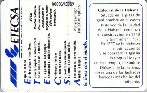 24776 - Kuba - Cuba , Etecsa , Catedral de la Habana