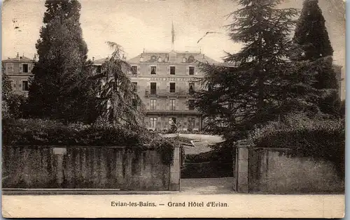 32815 - Frankreich - Evian les Bains , Grand Hotel d'Evian - gelaufen 1910