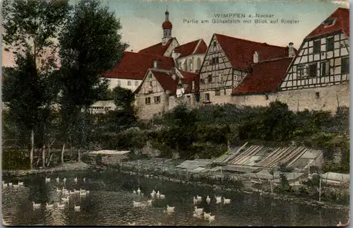 32831 - Deutschland - Wimpfen am Neckar , Partie am Gänseteich mit Blick auf Kloster - gelaufen 1911