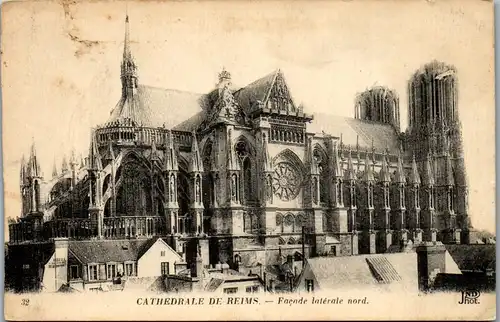 32877 - Frankreich - Reims , Cathedrale , Facade laterale nord - gelaufen