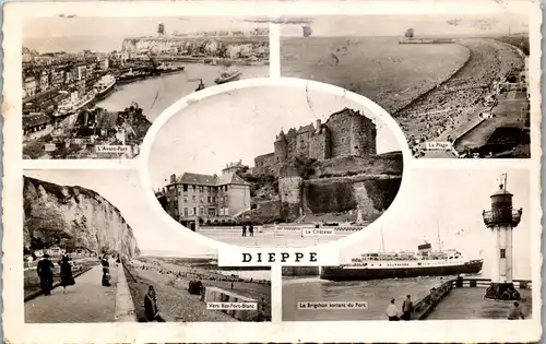 32909 - Frankreich - Dieppe , L'Avant Port , La Plage , Le Brighton sortant du Port - gelaufen 1951