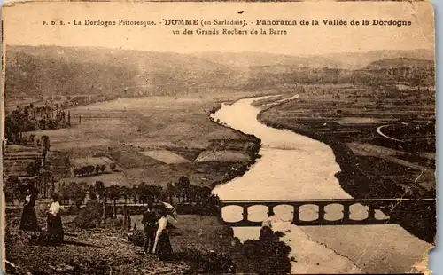 32916 - Frankreich - Domme , Panorama de la Vallee de la Dordogne vu des Grands Rochers de la Barre - nicht gelaufen