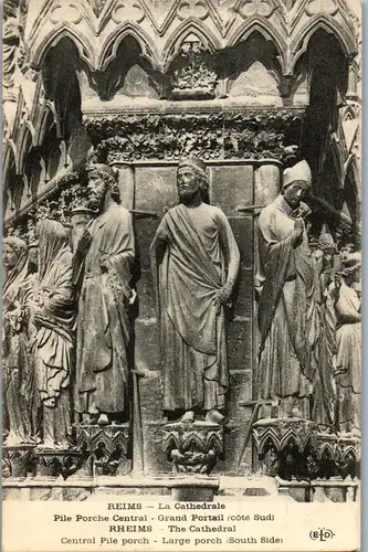 32944 - Frankreich - Reims , La Cathedrale , Pile Porche Central , Grand Portail - nicht gelaufen