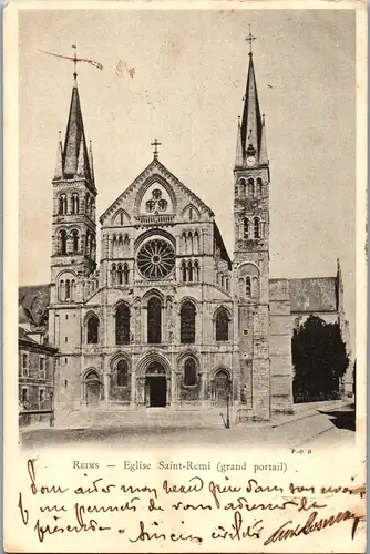 32946 - Frankreich - Reims , Eglise Saint Remi , Grand Portail - gelaufen 1901