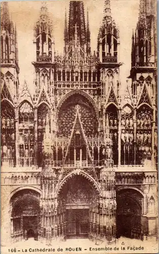 32947 - Frankreich - Rouen , La Cathedrale , Ensemble de la Facade - gelaufen 1936