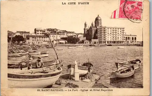 32996 - Frankreich - Saint Raphael , Le Port , Eglise et Hotel Napoleon , La Cote d'Azur - gelaufen