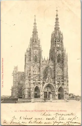 33051 - Frankreich - Chalons sur Marne , Notre Dame de l'Epine - gelaufen 1902