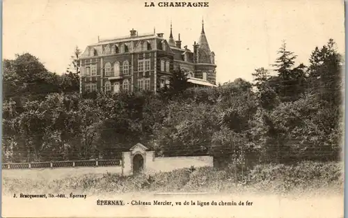 33065 - Frankreich - Epernay , Chateau Mercier , vu de la ligne du chemin de fer , La Champagne - gelaufen 1917