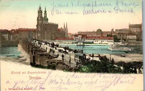 33093 - Deutschland - Dresden , Altstadt mit Augustusbrücke - gelaufen 1903