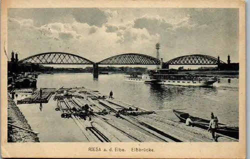 33098 - Deutschland - Riesa an der Elbe , Elbbrücke - gelaufen 1937