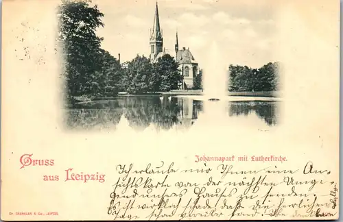 33099 - Deutschland - Leipzig , Johannapark mit Lutherkirche - gelaufen 1898