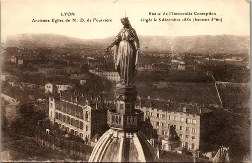 33143 - Frankreich - Lyon , Ancienne Eglise de N. D. de Fourviere , Statue de l'Immaculee Conception - nicht gelaufen