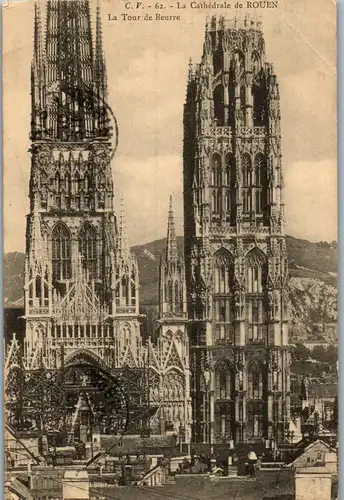 33174 - Frankreich - Rouen , La Cathedrale de Rouen , La Tour de Beurre - gelaufen 1914