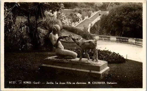 33181 - Frankreich - Nimes , Gard , Jardin , La Jeune Fille au chevreau , M. Courbier , Statuaire - nicht gelaufen