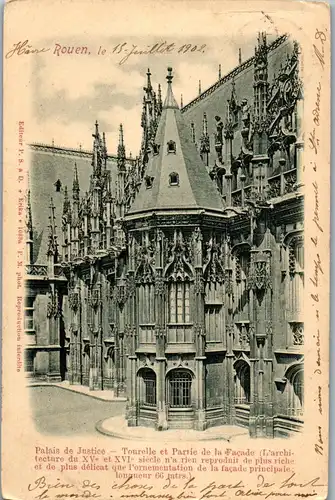 33203 - Frankreich - Rouen , Palais de Justice , Tourelle et Partie de la Facade - gelaufen 1902