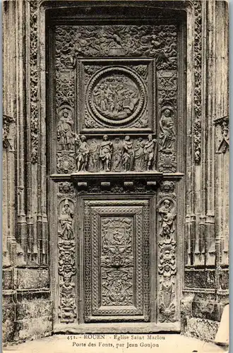 33211 - Frankreich - Rouen , Eglise Saint Maclou , Porte des Fonts , par Jean Goujon - nicht gelaufen