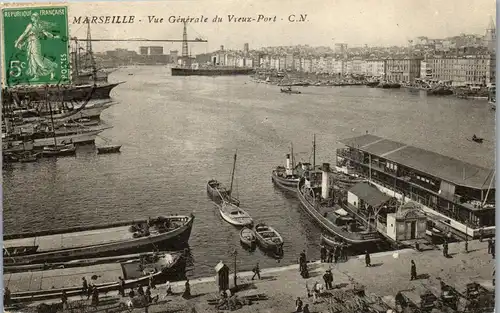 33268 - Frankreich - Marseille , Vue Generale du Vieux Port - gelaufen 1913