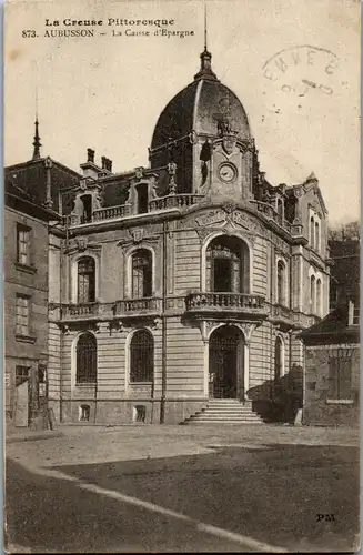 33314 - Frankreich - Aubusson , La Caisse d'Epargne - gelaufen 1916