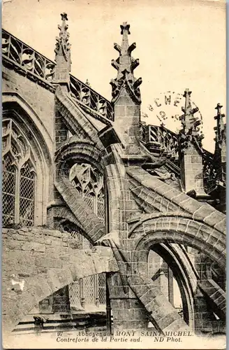 33351 - Frankreich - Abbaye du Mont Saint Michel , Contreforts de la Partie Sud - gelaufen 1915