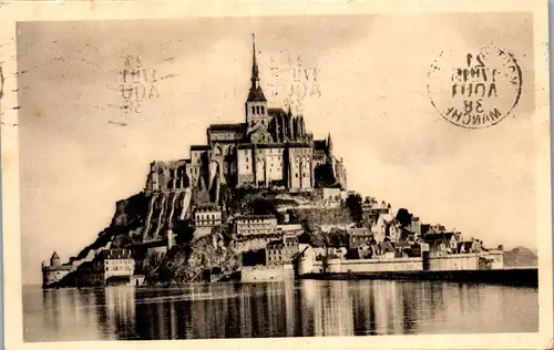 33352 - Frankreich - Abbaye du Mont Saint Michel , Vue generale , face Sud a maree haute - gelaufen 1938