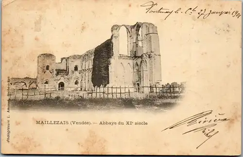 33354 - Frankreich - Maillezais , Vendee , Abbaye du XI siecle - gelaufen 1901