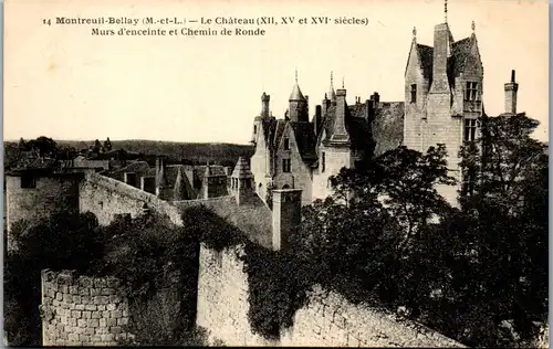 33361 - Frankreich - Montreuil Bellay , Le Chateau , Murs d'enceinte et Chemin de Ronde - nicht gelaufen