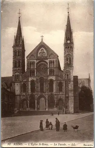 33366 - Frankreich - Reims , L'Eglise St. Remy , La Facade - gelaufen