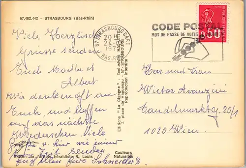 33374 - Frankreich - Strasbourg , Bas Rhin , Alsace , Mehrbildkarte - gelaufen 1972