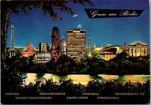 33377 - Deutschland - Berlin , Gruss aus , Funkturm , Siegessäule , Kongresshalle , Charlottenburg - gelaufen 1978