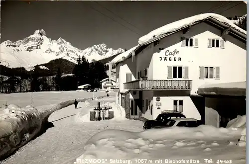 33393 - Salzburg - Filzmoos mit Bischofsmütze , Auto , Taxi Cafe S. u. J. Jäger - gelaufen 1965