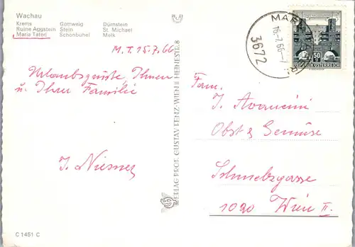 33408 - Niederösterreich - Wachau , Krems , Göttwein , Dürnstein , Maria Taferl , Mehrbildkarte - gelaufen 1966