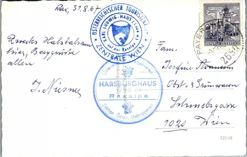33419 - Niederösterreich - Rax , Ludwighaus gegen Predigtstuhl u. Schneeberg - gelaufen 1967