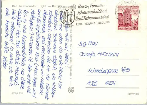 33426 - Burgenland - Bad Tatzmannsdorf , Kurpark - gelaufen 1972