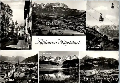 33429 - Tirol - Kitzbühel , Hauptstraße , Schwarzsee , Hahnenkamm , Mehrbildkarte - gelaufen 1968