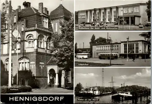 33432 - Deutschland - Hennigsdorf bei Berlin , Kulturhaus , Bahnhof , Hafen , Rathaus - gelaufen 1985