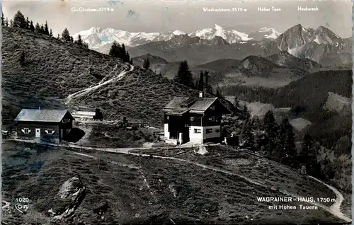 33444 - Salzburg - Wagrein , Wagreiner - Haus mit Hohen Tauern , Wiesbachhorn , Hoher Tenn , Heukareck - gelaufen 1956