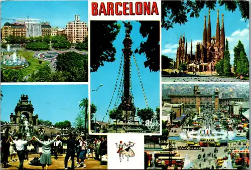 33459 - Spanien - Barcelona , Mehrbildkarte - gelaufen 1965