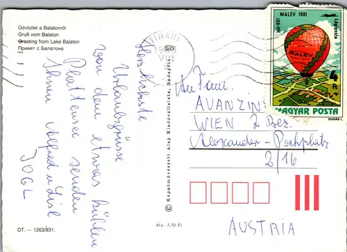 33467 - Ungarn - Balaton , Mehrbildkarte - gelaufen 1983