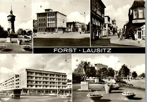 33495 - Deutschland - Forst , Lausitz , Wasserturm , Konsum , Cottbuser Straße , Mehrbildkarte - gelaufen 1980