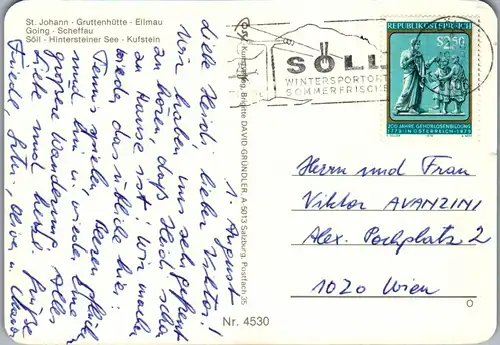 33529 - Tirol - Um den Wilden Kaiser , St. Johann bis Kufstein , Going , Söll , Ellmau , Scheffau , Mehrbildkarte - gelaufen 1979