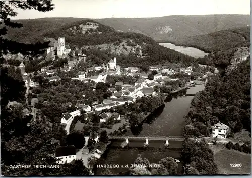 33542 - Niederösterreich - Hardegg an der Thaya , Gasthof Teichmann , Panorama - gelaufen 1967