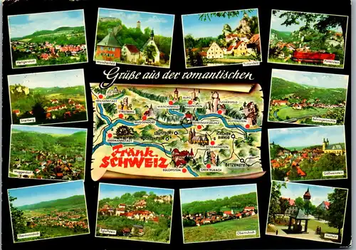 33578 - Deutschland - Fränkische Schweiz , Egloffstein , Tüchersfeld , Obertrubach , Streitberg , Mehrbildkarte - gelaufen 1982