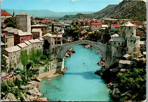 33582 - Bosnien Herzegovina - Mostar , Stari Most , Brücke - gelaufen 1980