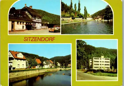33586 - Deutschland - Sitzendorf , Kr. Rudolstadt , Bahnhof , Bad , An der Schwarza , Schule - gelaufen