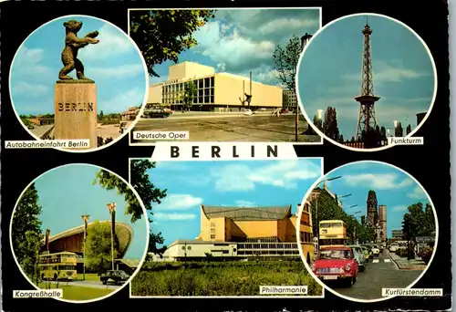 33613 - Deutschland - Berlin , Autoeinfahrt , Philharmonie , Kurfürstendamm , Mehrbildkarte - gelaufen