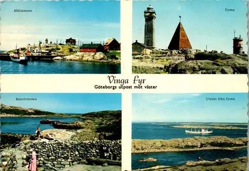 33618 - Schweden - Göteborg , Vinga Fyr , Fyren , Bathamnen , Badstranden , Mehrbildkarte - gelaufen 1966