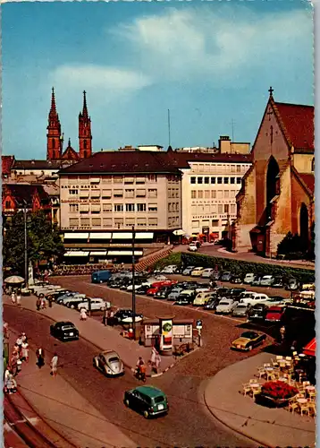 33620 - Schweiz - Basel , Barfüsserplatz , Auto , VW Käfer - gelaufen 1963