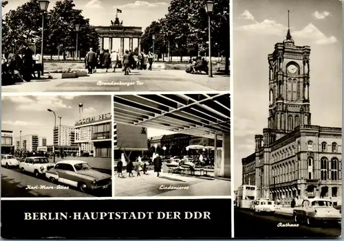 33654 - Deutschland - Berlin , Hauptstadt der DDR , Lindencorso , Karl Marx Allee , Brandenburger Tor , Mehrbildkarte - gelaufen 1969