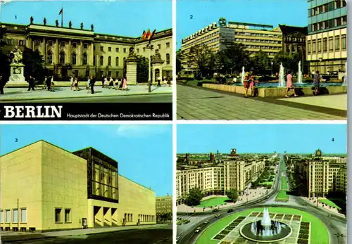 33663 - Deutschland - Berlin , Humboldt Universität , Interhotel Unter den Linden , Komische Oper , Blick vom Strausberger Platz zur Karl Marx Allee , Mehrbildkarte - gelaufen 1971